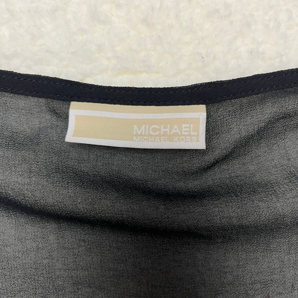 Michael Kors Black Sheer Ruffle Sleeve V Neck Mini Dress Tunic XS - Picture 3 of 10